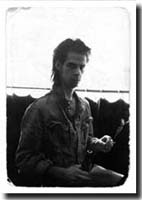 Nick Cave, Berlin, 1986, Blixa had asked me, if I�d like to have Nick in the film - ofcourse!! Next day at "Ax-Bax" he had to repeat a filmtitle by Vlado Kristl;."Tod Dem  Zuschauer"("Death to the Spectator")in german, to do so he wrote down: "Tott daim sooshower"