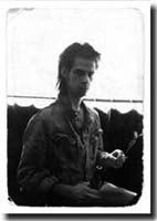Nick Cave, Berlin, 1986, Blixa had asked me, if Id like to have Nick in the film - ofcourse!! Next day at "Ax-Bax" he had to repeat a filmtitle by Vlado Kristl;."Tod Dem  Zuschauer"("Death to the Spectator")in german, to do so he wrote down: "Tott daim sooshower"